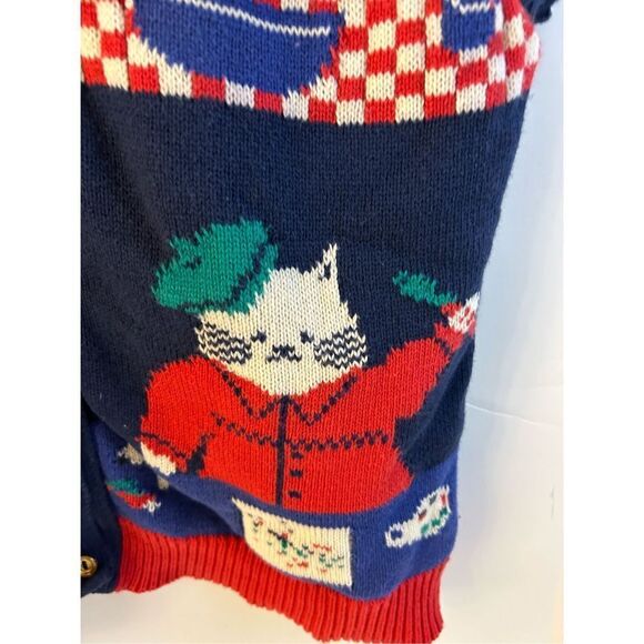 Sweater Loft Button Vest New York USA Cat Lover Vintage Caridan - Picture 5 of 10